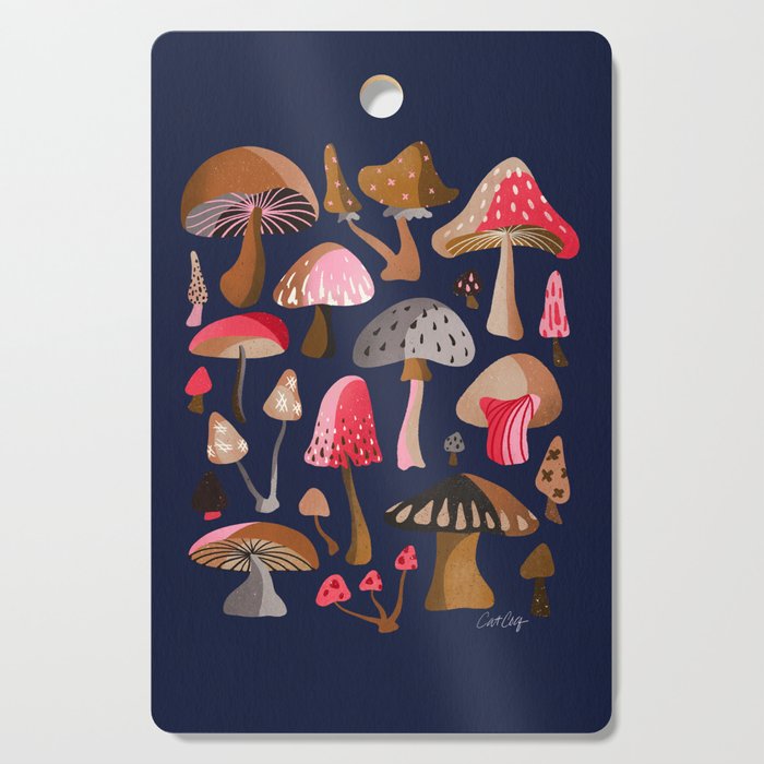 Mushroom Collection - Navy Cutting Board Gallery Image 1