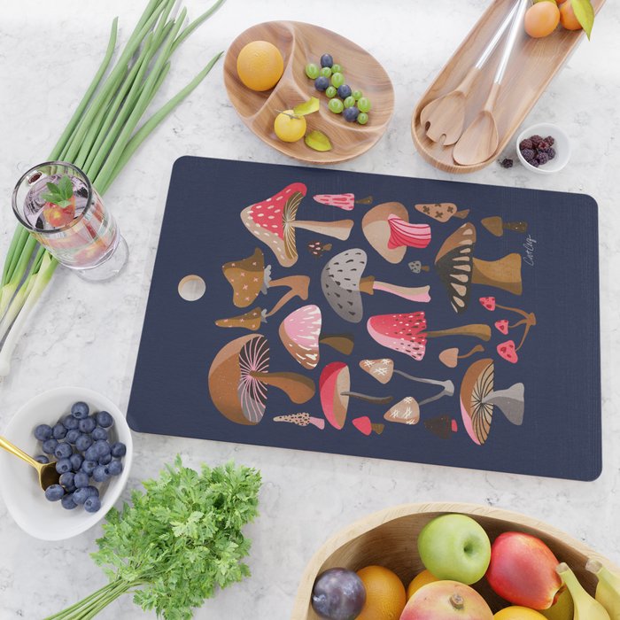 Mushroom Collection - Navy Cutting Board Gallery Image 2