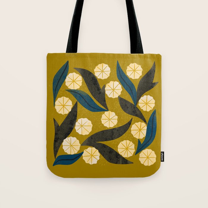 Gold Floral Tote Bag Gallery Image 1