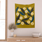 Gold Floral Wall Tapestry Gallery Image 2