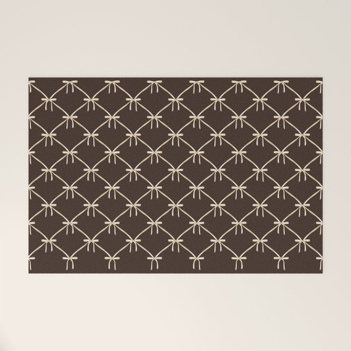 Bows and Ribbons Pattern LXIII Mocha Brown Welcome Mat Gallery Image 1