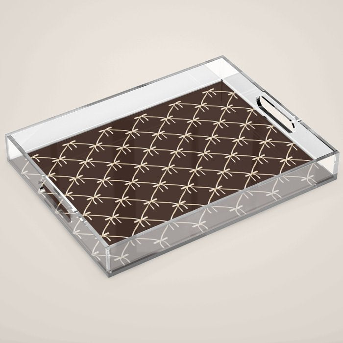 Bows and Ribbons Pattern LXIII Mocha Brown Acrylic Tray Gallery Image 1