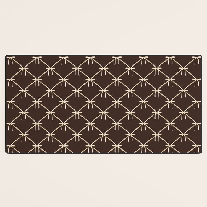 Bows and Ribbons Pattern LXIII Mocha Brown Desk Mat Gallery Image 3
