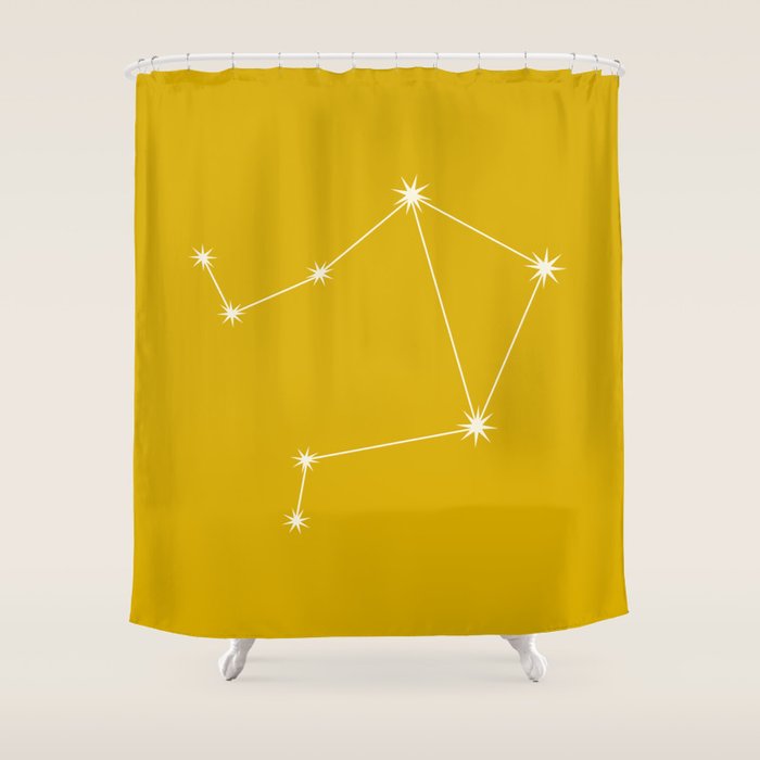 Libra Zodiac Star Constellation Line Art Golden Yellow Shower Curtain Gallery Image 1