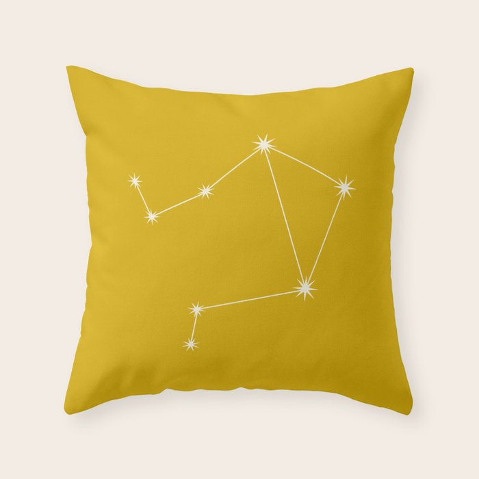 Libra Zodiac Star Constellation Line Art Golden Yellow Throw Pillow Gallery Image 6