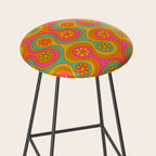 Groovy 60s Midcentury Modern Flower Pattern Stool Gallery Image 2