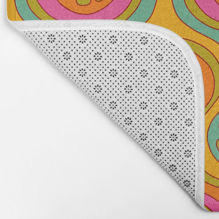 Groovy 60s Midcentury Modern Flower Pattern Bath Mat Gallery Image 2
