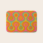 Groovy 60s Midcentury Modern Flower Pattern Bath Mat Gallery Image 1
