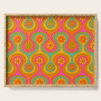 Groovy 60s Midcentury Modern Flower Pattern Serving Tray Gallery Image 1