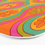 Groovy 60s Midcentury Modern Flower Pattern Bath Mat Gallery Image 3
