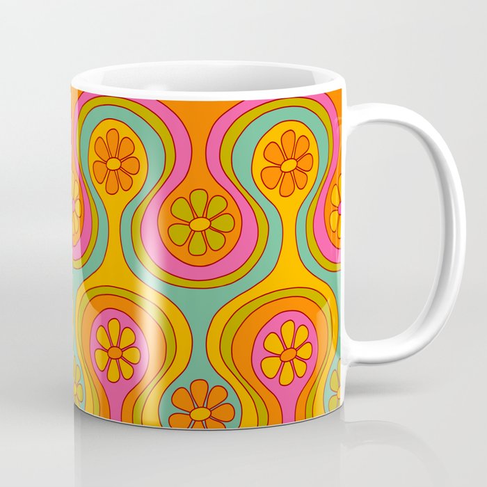 Groovy 60s Midcentury Modern Flower Pattern Coffee Mug Gallery Image 1