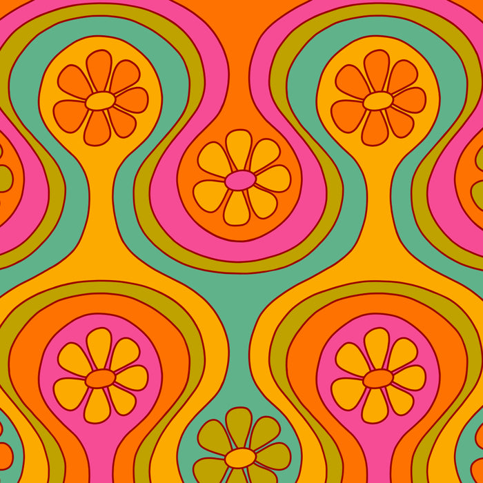 Groovy 60s Midcentury Modern Flower Pattern Coffee Mug Gallery Image 2