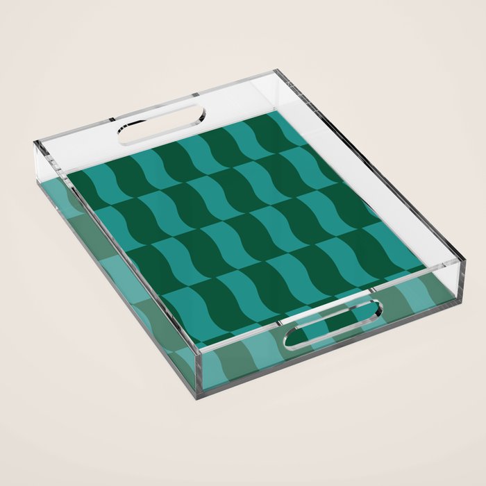 Money Green Wavy Blocks Acrylic Tray Gallery Image 1