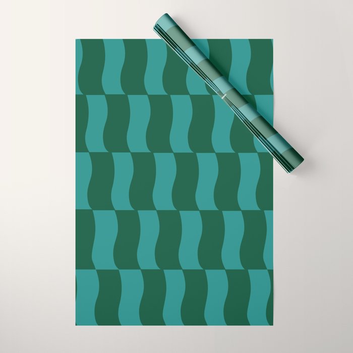 Money Green Wavy Blocks Wrapping Paper Gallery Image 1