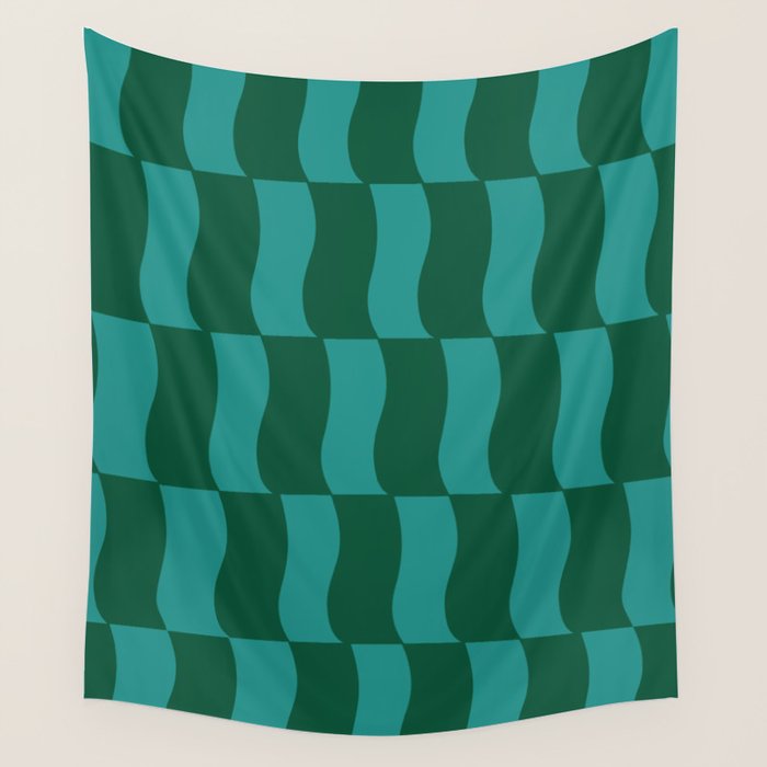 Money Green Wavy Blocks Wall Tapestry Gallery Image 1