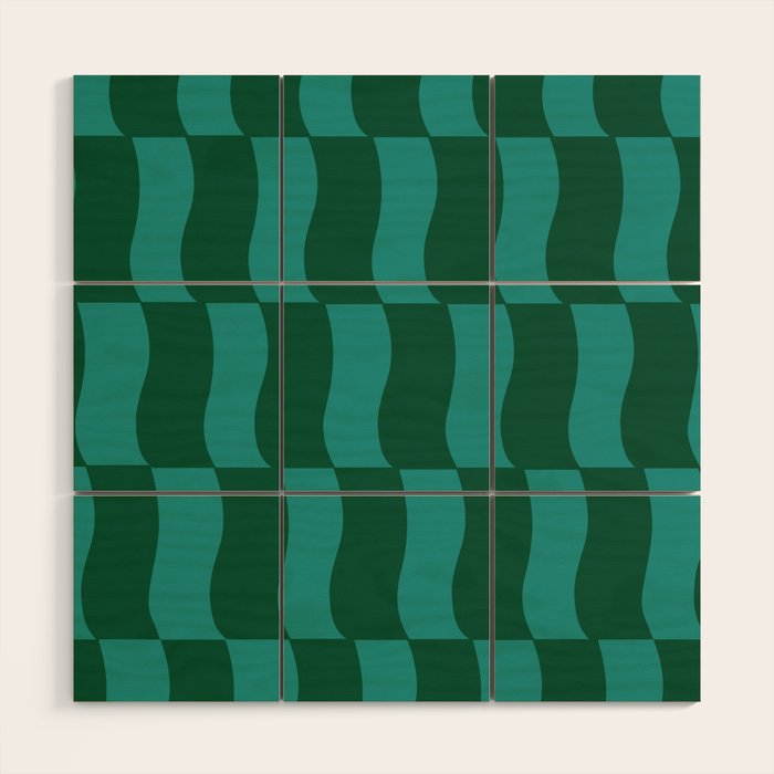 Money Green Wavy Blocks Wood Wall Art Gallery Image 1