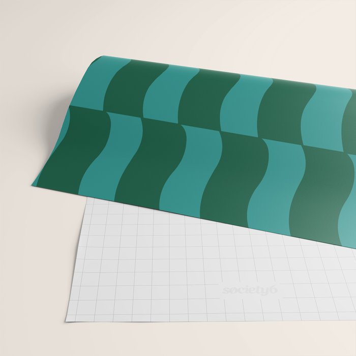 Money Green Wavy Blocks Wrapping Paper Gallery Image 2