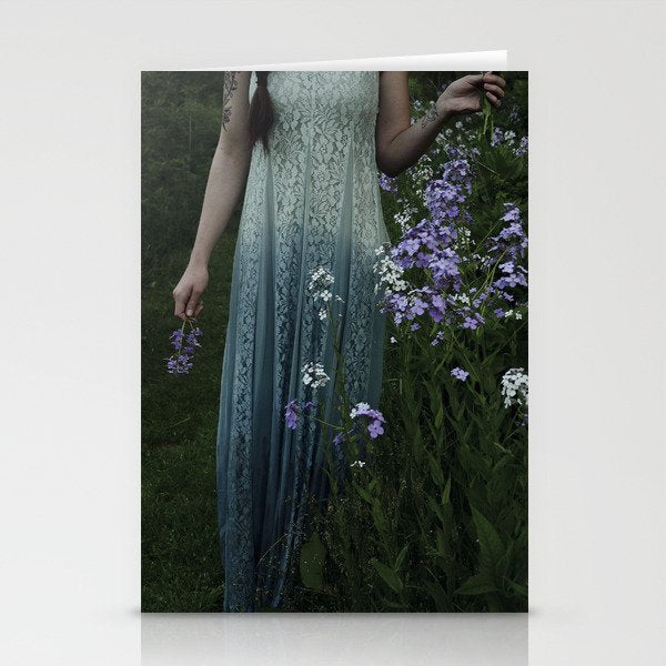 flowers of her soul - moody garden portrait Stationery Card Gallery Image 2