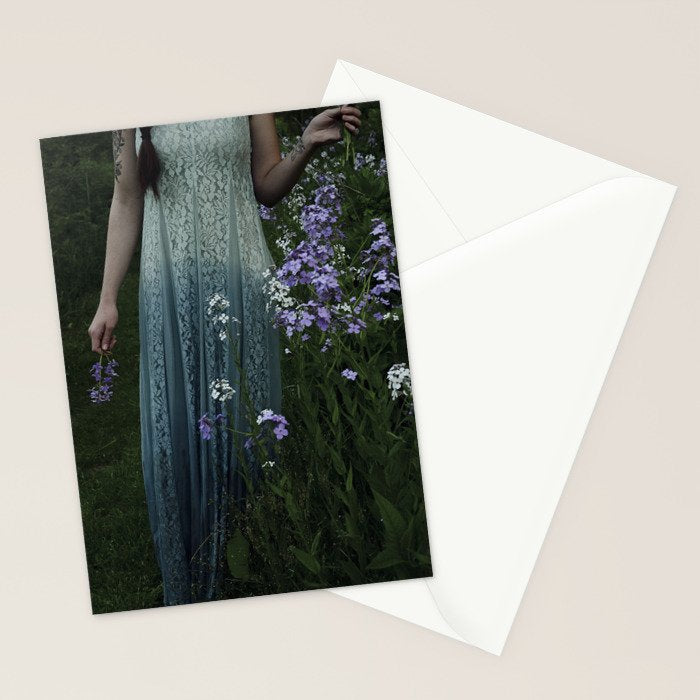 flowers of her soul - moody garden portrait Stationery Card Gallery Image 2