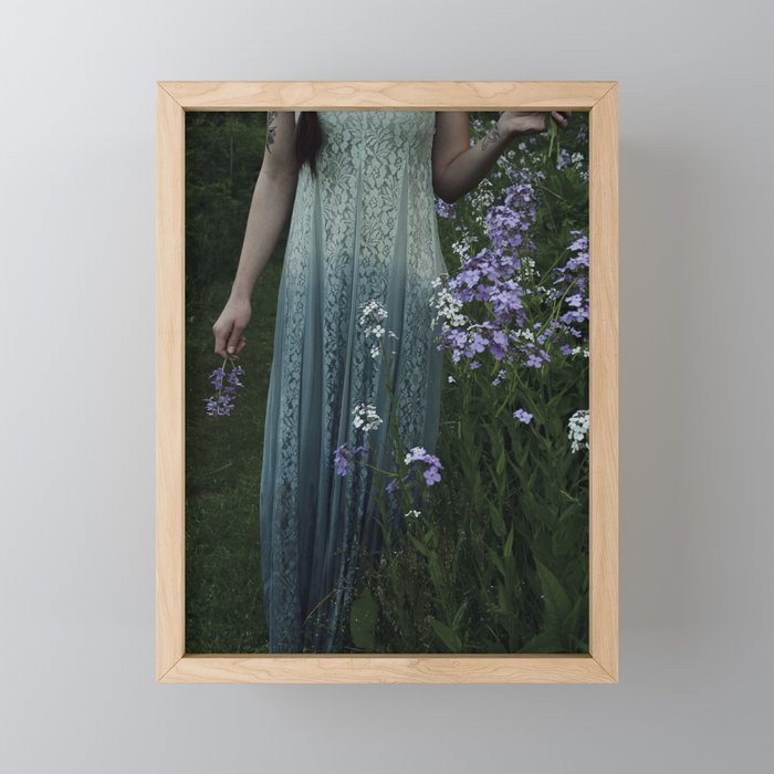 flowers of her soul - moody garden portrait Mini Art Print Gallery Image 1