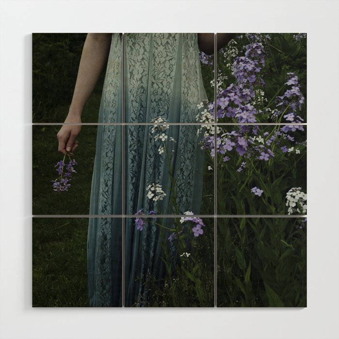 flowers of her soul - moody garden portrait Wood Wall Art Gallery Image 1