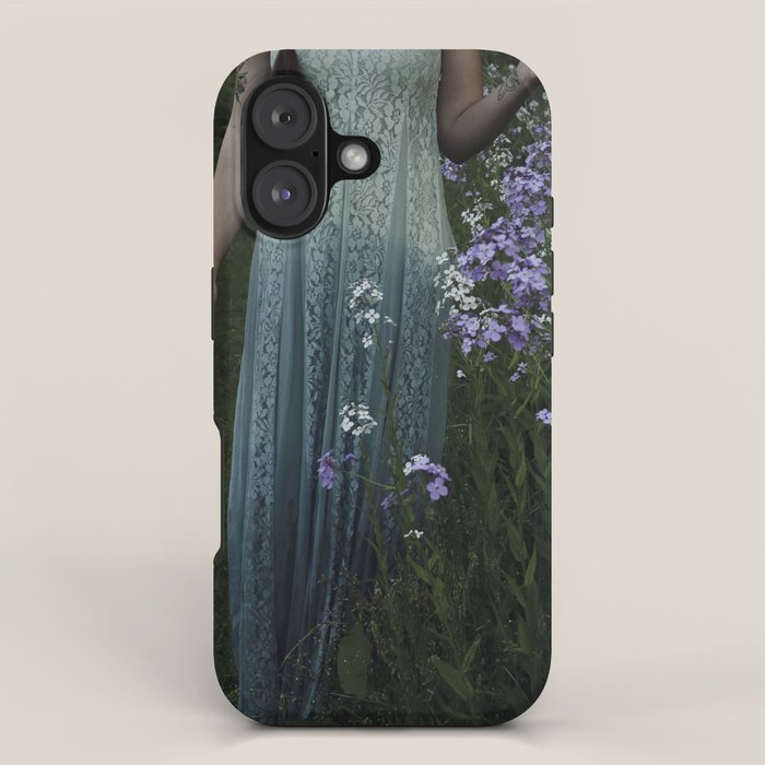 flowers of her soul - moody garden portrait iPhone Case Gallery Image 1