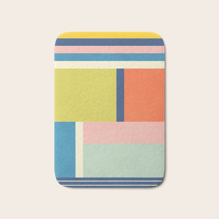 Vibrant Pastel Tones Unique Geometric Design Bath Mat Gallery Image 1