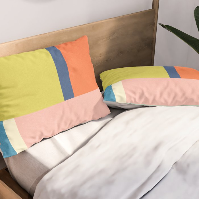 Vibrant Pastel Tones Unique Geometric Design Pillow Sham Gallery Image 2