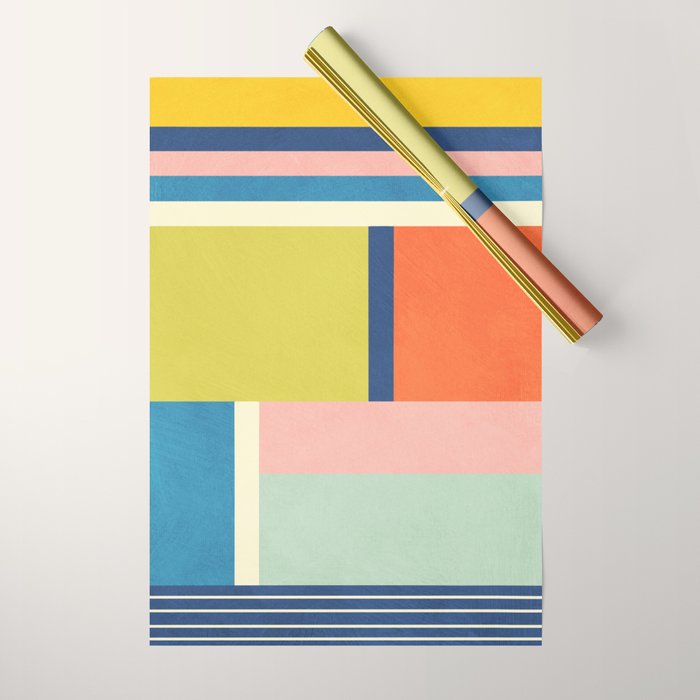 Vibrant Pastel Tones Unique Geometric Design Wrapping Paper Gallery Image 1