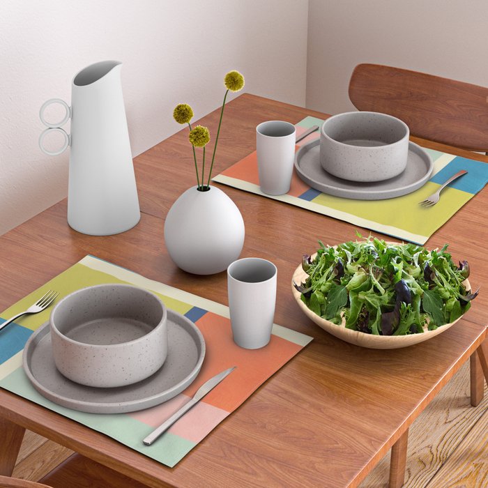 Vibrant Pastel Tones Unique Geometric Design Placemat Gallery Image 2