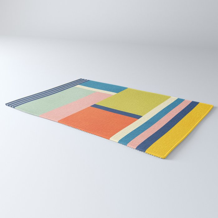 Vibrant Pastel Tones Unique Geometric Design Rug Gallery Image 3