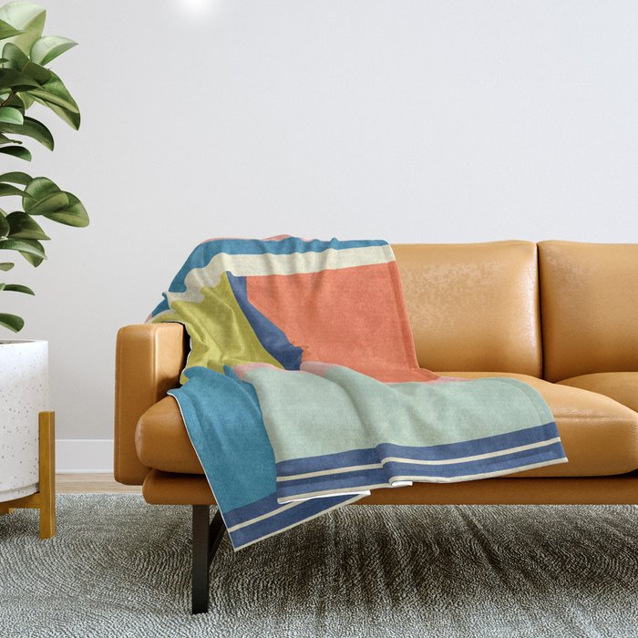 Vibrant Pastel Tones Unique Geometric Design Throw Blanket Gallery Image 1