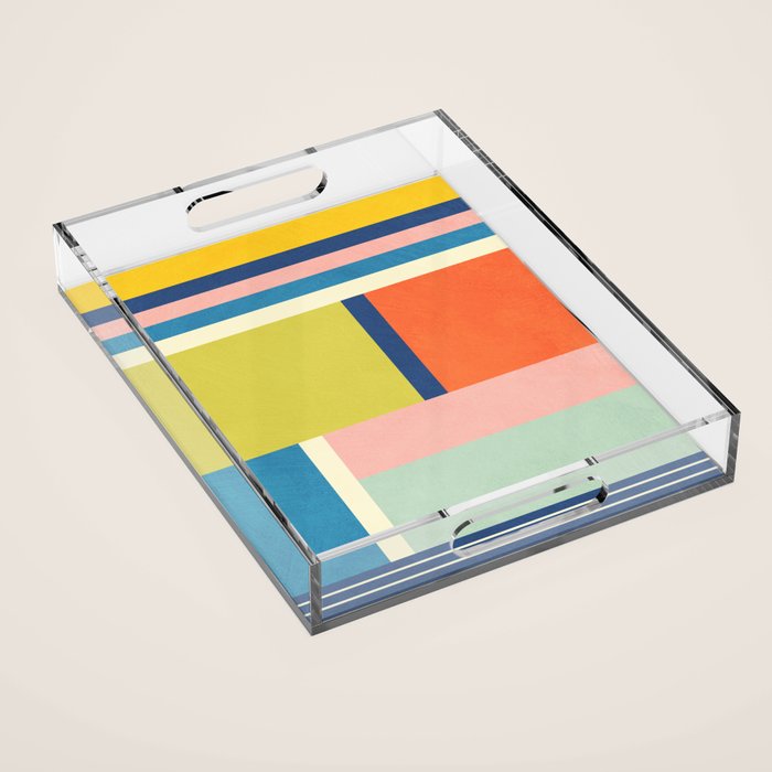 Vibrant Pastel Tones Unique Geometric Design Acrylic Tray Gallery Image 1