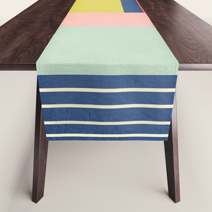 Vibrant Pastel Tones Unique Geometric Design Table Runner Gallery Image 1