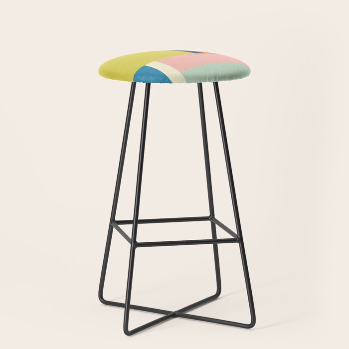 Vibrant Pastel Tones Unique Geometric Design Stool Gallery Image 1