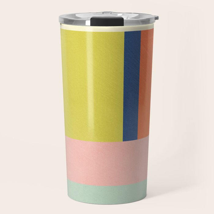 Vibrant Pastel Tones Unique Geometric Design Travel Mug Gallery Image 1