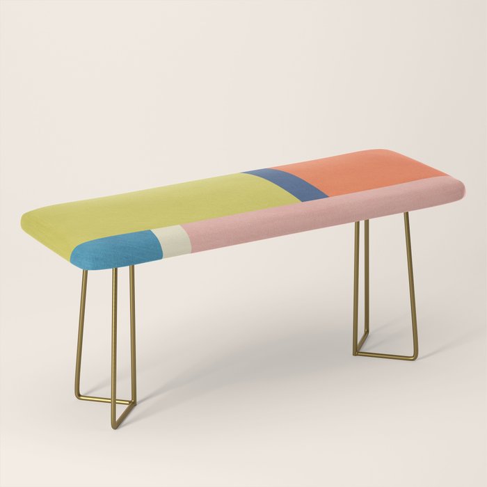 Vibrant Pastel Tones Unique Geometric Design Bench Gallery Image 2