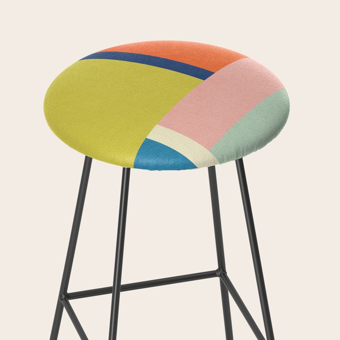 Vibrant Pastel Tones Unique Geometric Design Stool Gallery Image 2