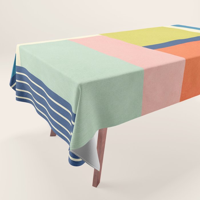 Vibrant Pastel Tones Unique Geometric Design Tablecloth Gallery Image 1