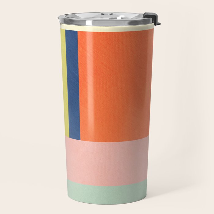 Vibrant Pastel Tones Unique Geometric Design Travel Mug Gallery Image 2