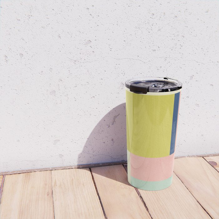 Vibrant Pastel Tones Unique Geometric Design Travel Mug Gallery Image 4