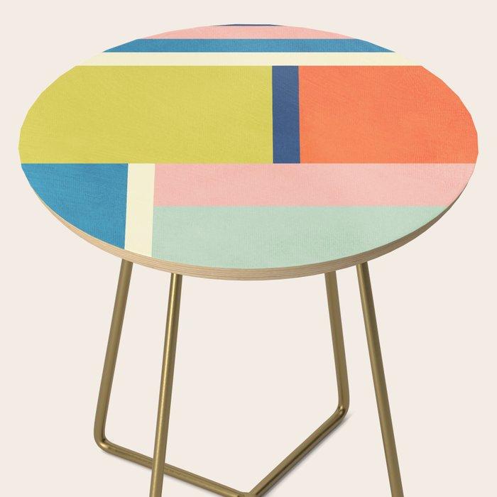 Vibrant Pastel Tones Unique Geometric Design Side Table Gallery Image 2