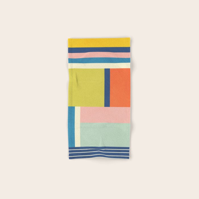 Vibrant Pastel Tones Unique Geometric Design Bath Towel Gallery Image 1