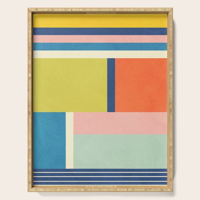 Vibrant Pastel Tones Unique Geometric Design Serving Tray Gallery Image 1