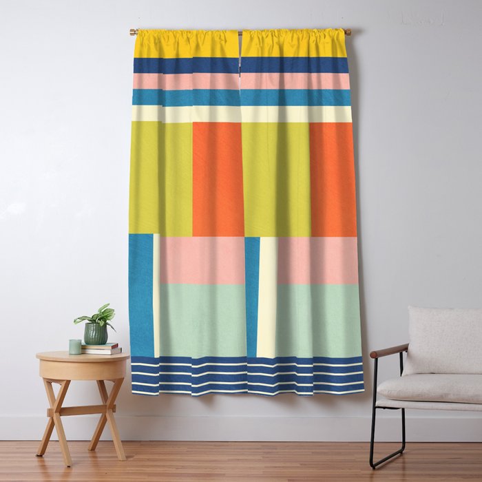 Vibrant Pastel Tones Unique Geometric Design Window Curtain Gallery Image 5