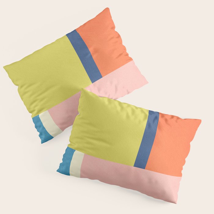 Vibrant Pastel Tones Unique Geometric Design Pillow Sham Gallery Image 1