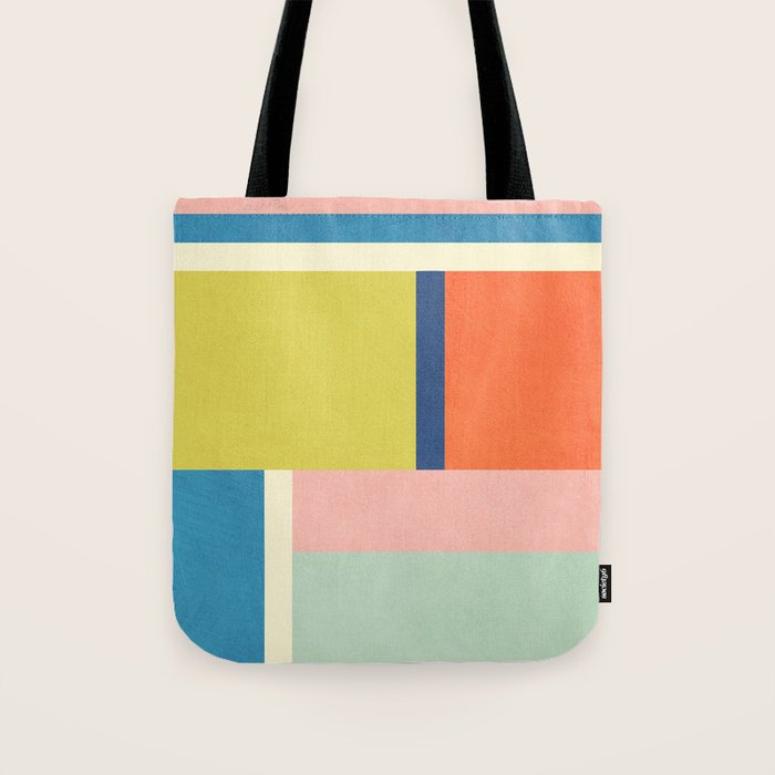 Vibrant Pastel Tones Unique Geometric Design Tote Bag Gallery Image 1