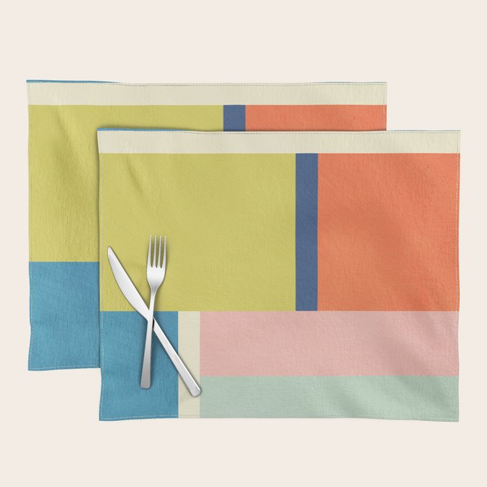 Vibrant Pastel Tones Unique Geometric Design Placemat Gallery Image 1