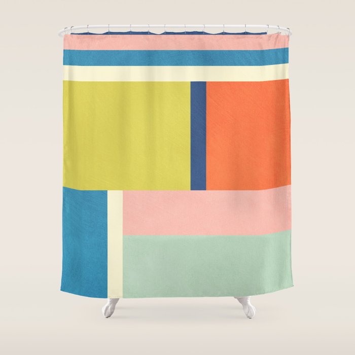 Vibrant Pastel Tones Unique Geometric Design Shower Curtain Gallery Image 1