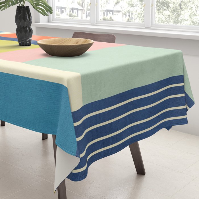 Vibrant Pastel Tones Unique Geometric Design Tablecloth Gallery Image 3